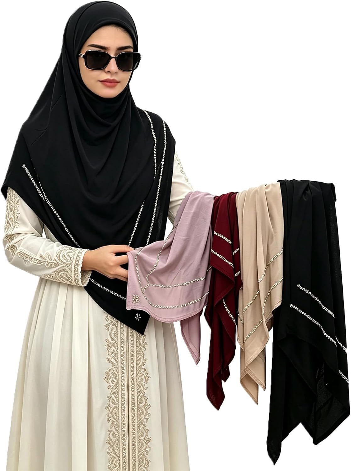 Instant Hijab For Women Rhinestone Ready To Wear Khimar Hijabs