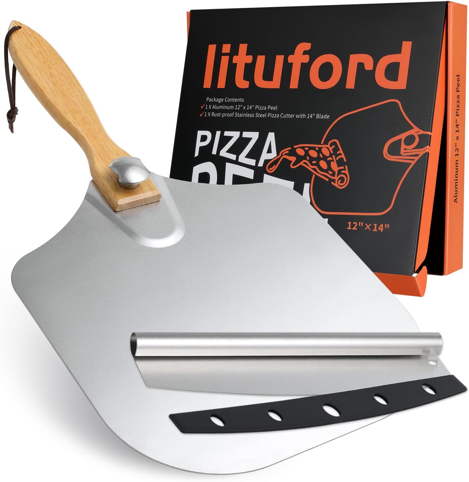 Master the Art of Pizza Making with Our Complete Pizza Oven Set and Accessories - Includes 12" x 14” Pizza Peel and Cutter with 14" Blade - Perfect for Indoor and Outdoor Cooking!