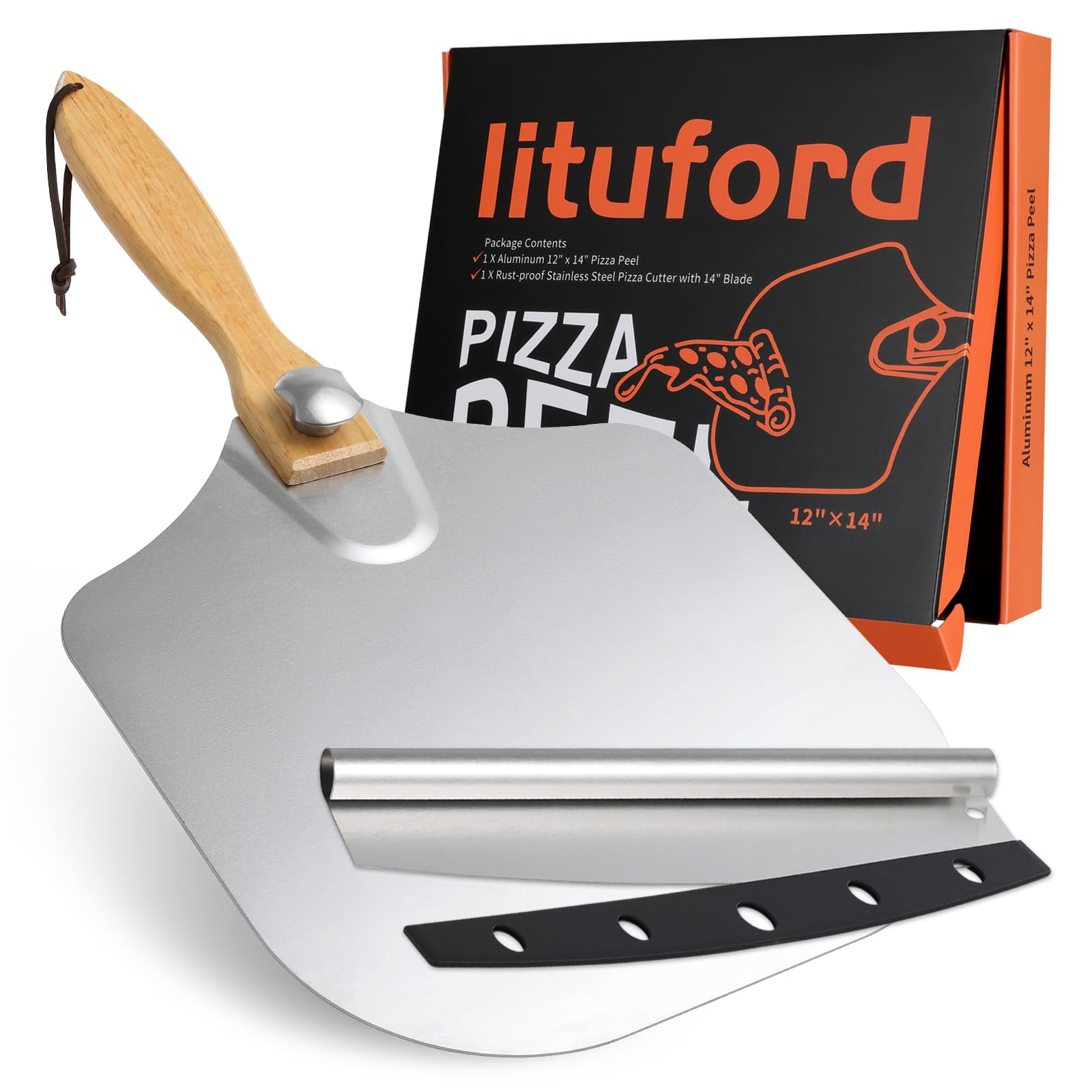 Master the Art of Pizza Making with Our Complete Pizza Oven Set and Accessories - Includes 12" x 14” Pizza Peel and Cutter with 14" Blade - Perfect for Indoor and Outdoor Cooking!
