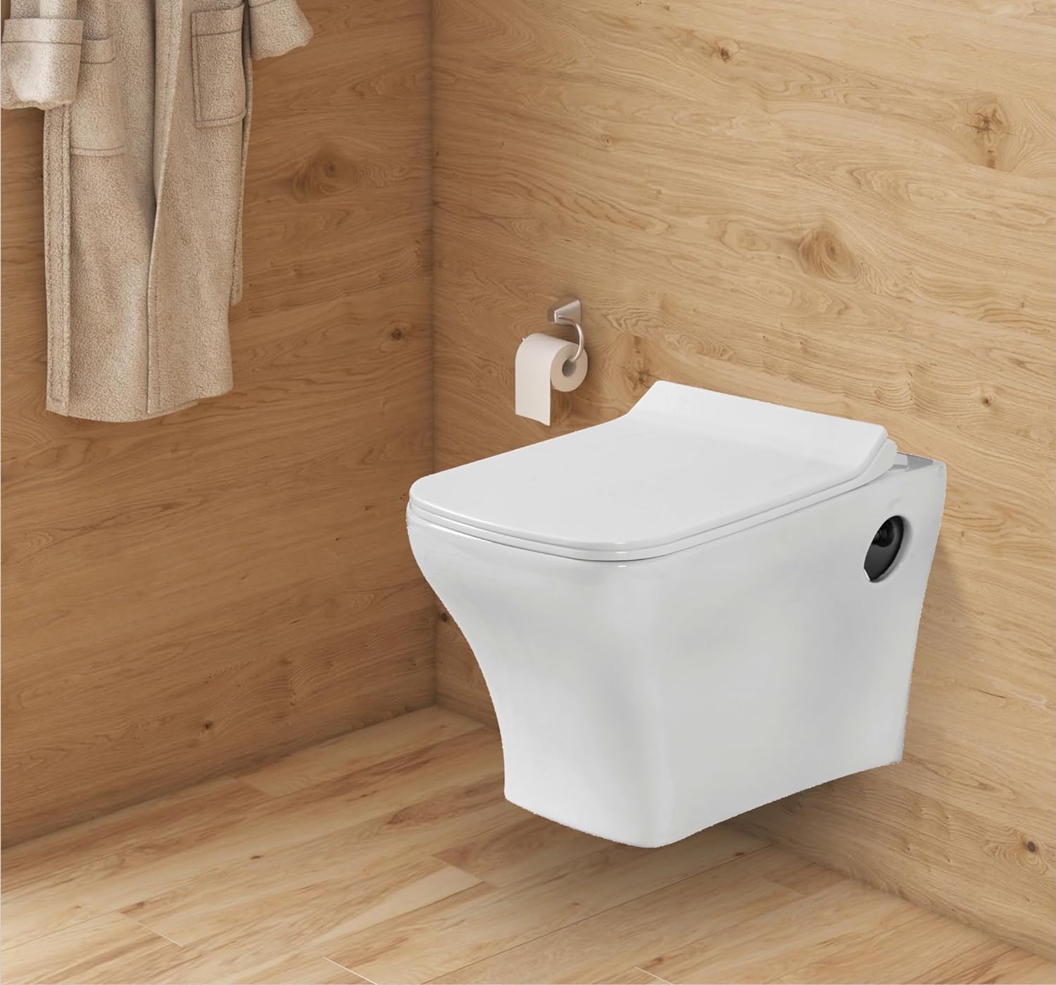 Meta P Trap Wall Hung Toilet, Ceramic Rimless Commode Toilet, Wall Hung Western Toilet With Soft Closing Toilet Seat (White, 20x14x15 Inch) (Croma) (B0DBM4KS8S) Amazon Price History, Amazon Price Tracker