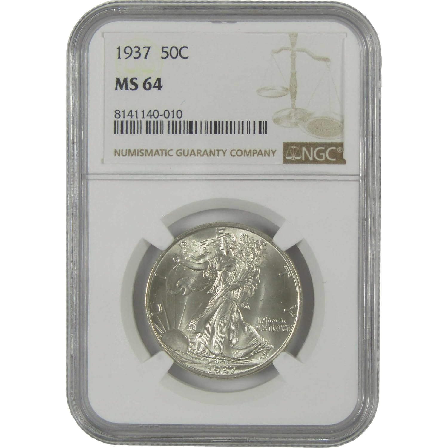 1937 Liberty Walking Silver Half Dollar MS 64 NGC Uncirculated