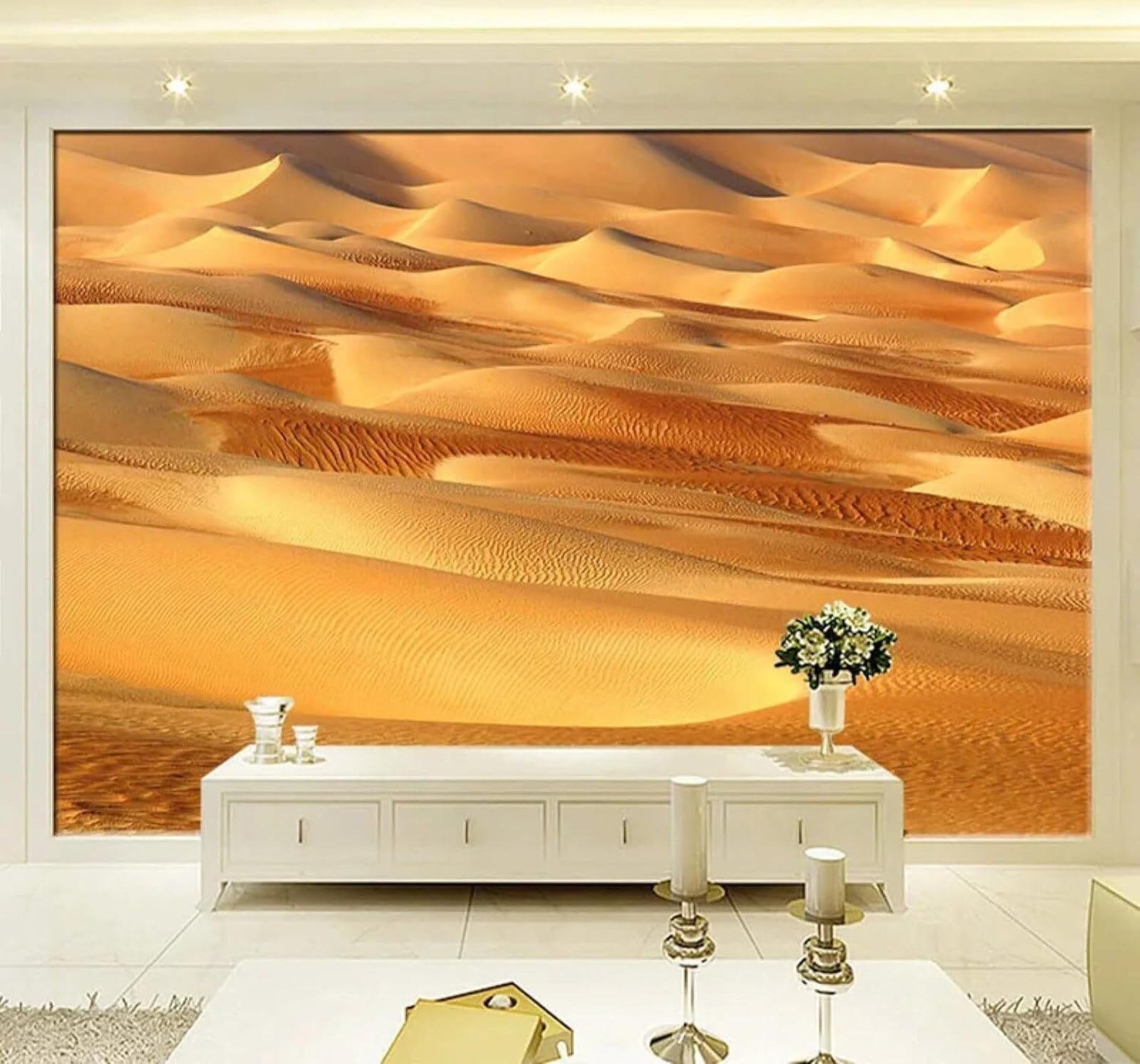 XLMING Abstract Three Dimensional Gold Desert Art 3D Wallpaper Luxury Silk Study Dining Feature Sofa Grey Bedroom Living Room Tv Decorative Wall-200cm×140cm