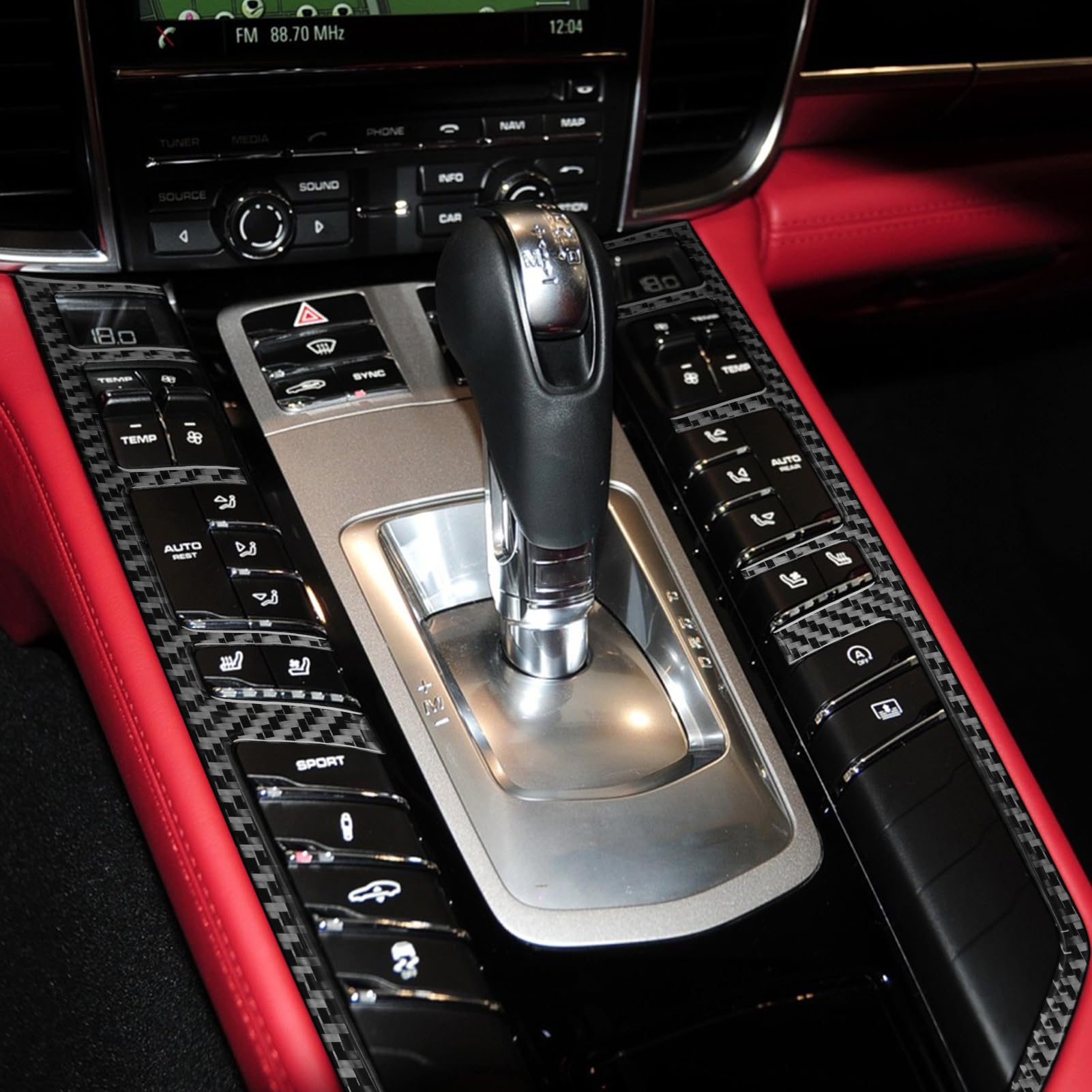 Real Premium Carbon Fiber Compatible with Paramera Panamera 2010 2011 2012 2013 2014 2015 2016 Accessories Car Central Control Function Button Box Cover Sticker Decal Auto Interior Trim