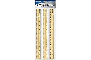 BAZIC Wooden Ruler 12" W/ Metric And Inch Measurement