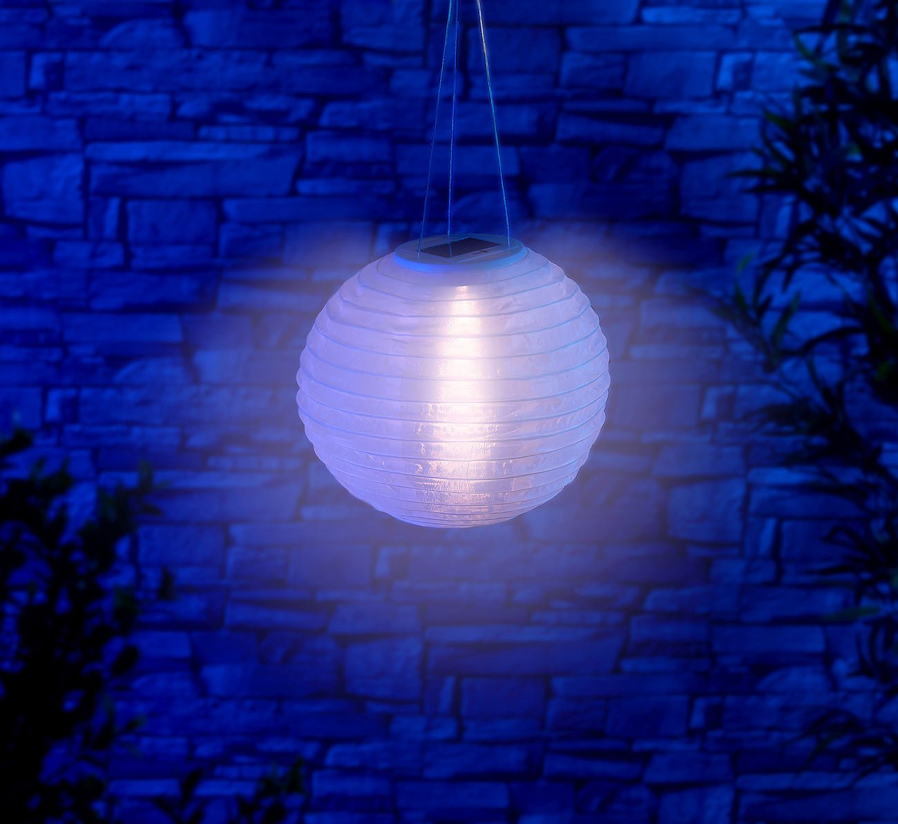 Lunartec Solar Lampions warmweiss: 12er-Set Solar-LED-Lampions, LEDs, Dämmerungs-Sensor, IP44, Ø 30 cm (Garten, Lampignon, Ball)