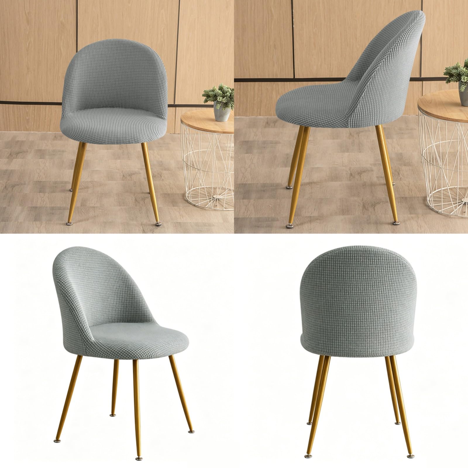 Funda elástica para Silla de Comedor con Respaldo Curvo | Decoración de poliéster para cocina, sala de estar, hotel y hogar.