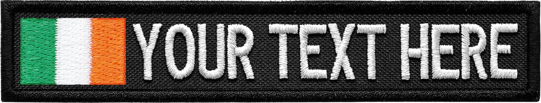 Custom Irish Flag Name Patches | Personalised Ireland Flag Embroidered Patch for Military and Biker | Tactical Patch for Backpacks, Jacket, Vest (Black Fabric - Hook Tape)