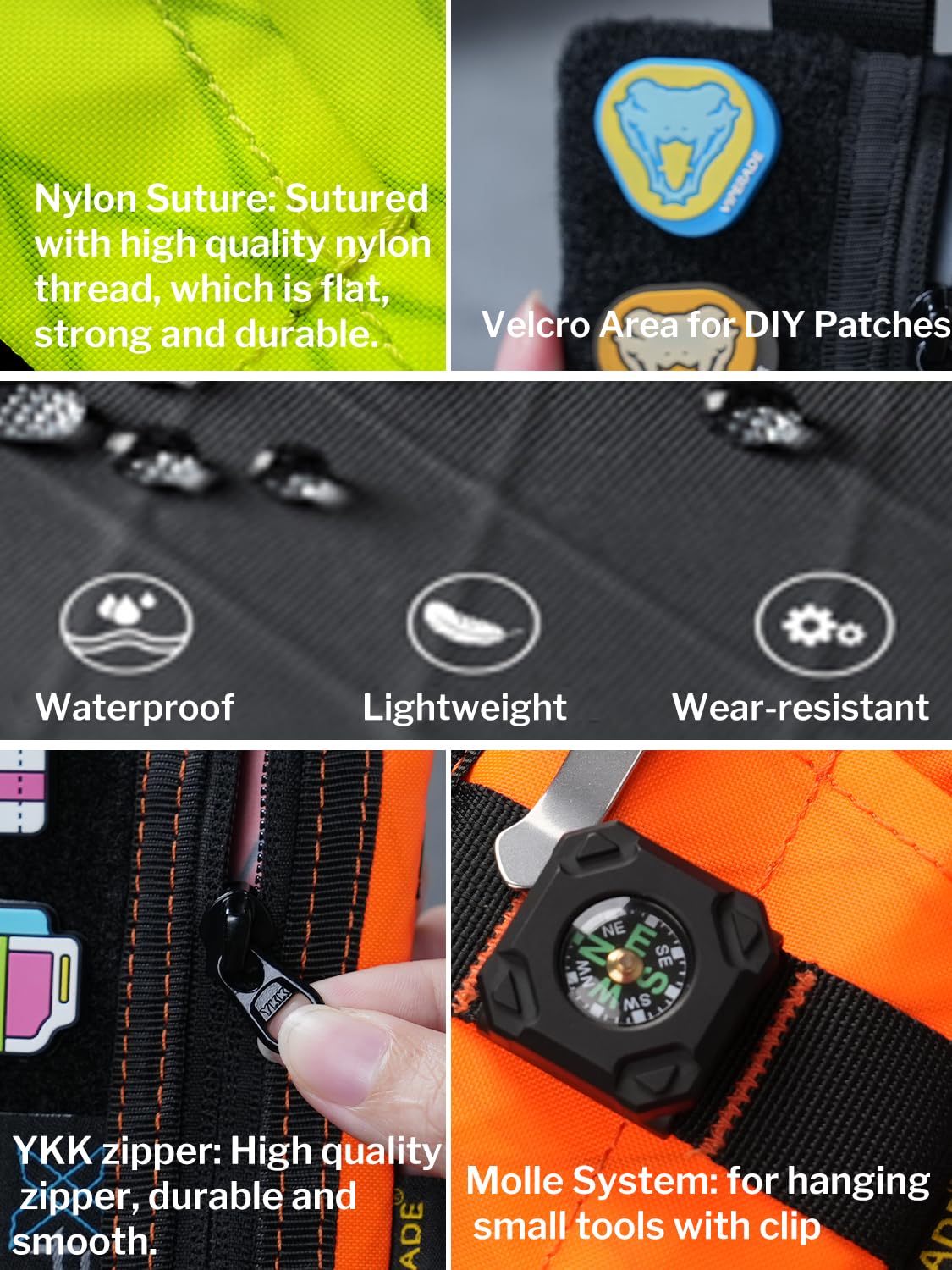 VIPERADE VE15 X-Pac Mini Borsa EDC, Piccolo Organizer EDC con 3 Tasche, Mini Borsa per Attrezzi EDC con Area di Chiusura in strappo, Piccolo Organizer per Attrezzi Multifunzione - Verde