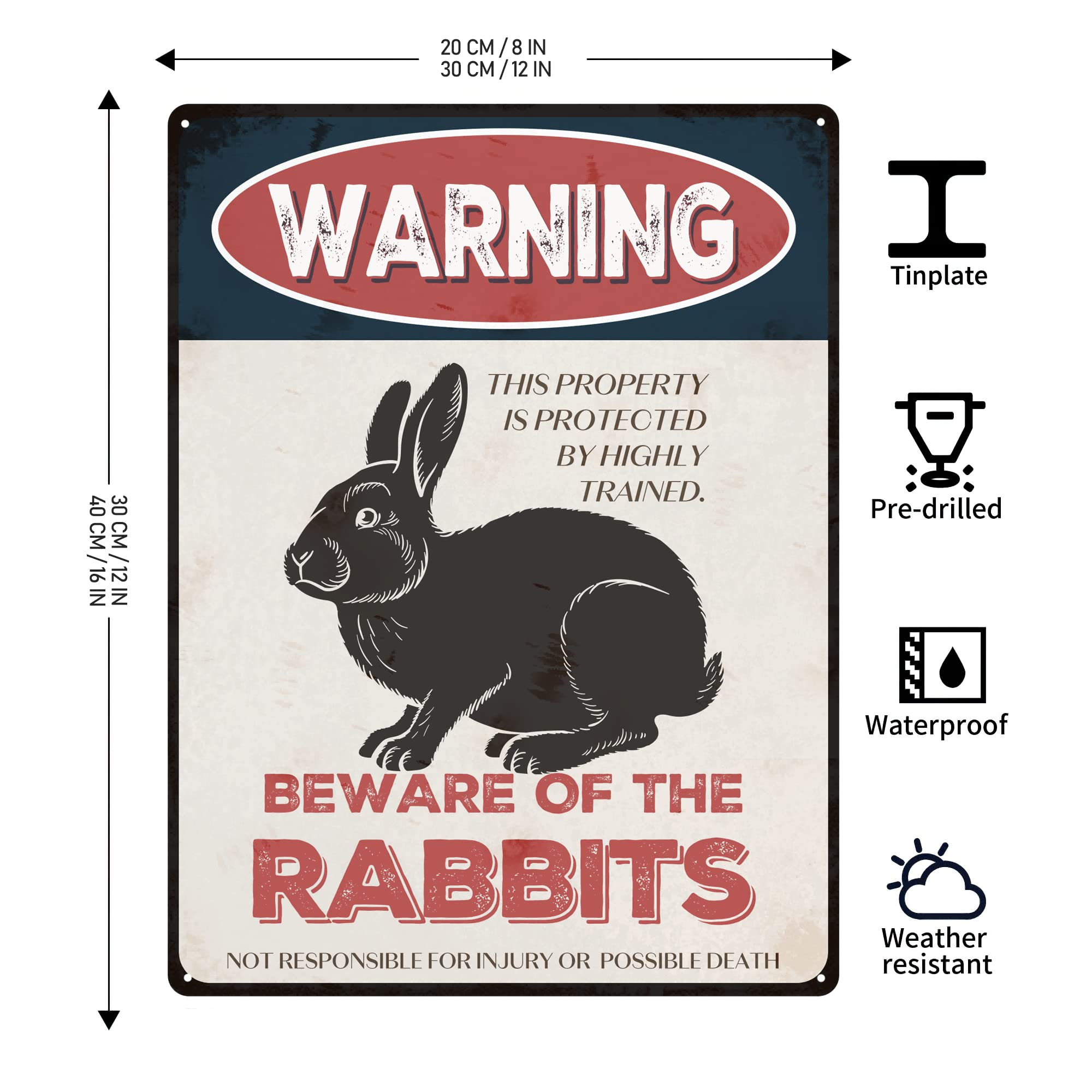 Amazon.com : Beware of Rabbits Sign 12x16 inch Animal Metal Signs