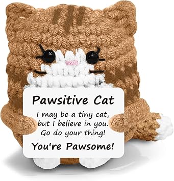 Handmade Crochet Emotional Support Cat Squishy Anniversary/Birthday Gifts for Girlfriend/Boyfriend Stress-Relieving Romantic for Her/Him