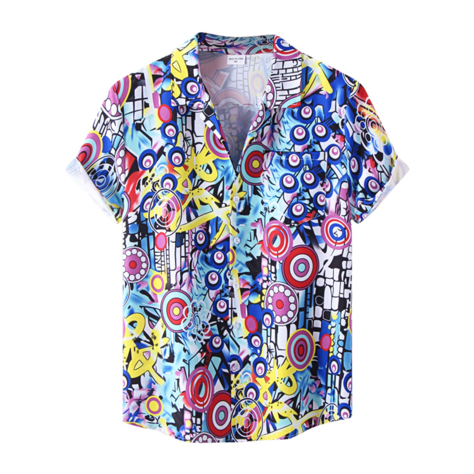 KUDICO Mens Hawaiian Shirts Regular Fit Casual Quick Dry Tees Fashion Short Sleeves Beach Vacation Button Down Tees (Blue #5, XXL)