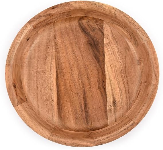 Kaizen Casa Wooden Round Shaped Serving Bowl for Fruit,Dessert Platter Tray Dish Kitchen Dining Fruit,Dessert,Snack