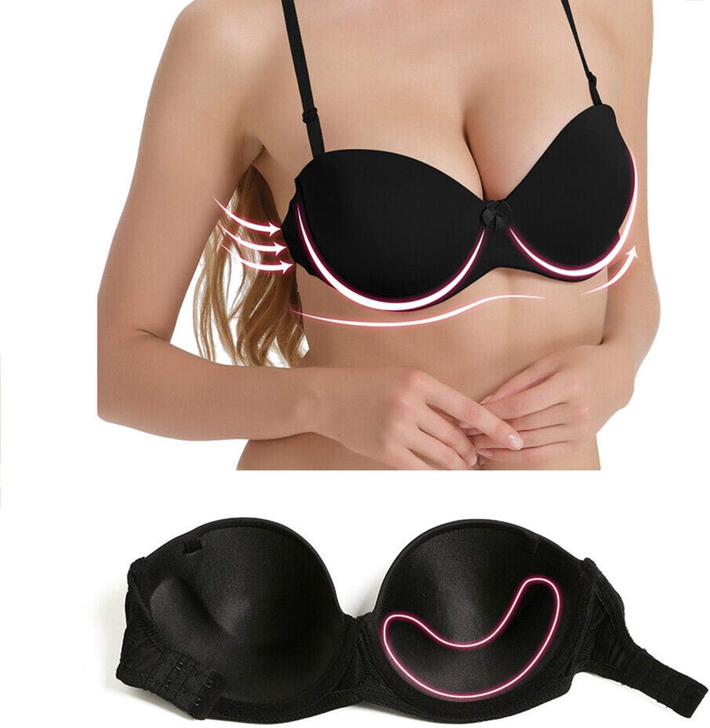 Strapless Clear Back Bra for Backless Wedding Dress Convertible Halter Top Bras with Transparent Invisible Strap - Image 2