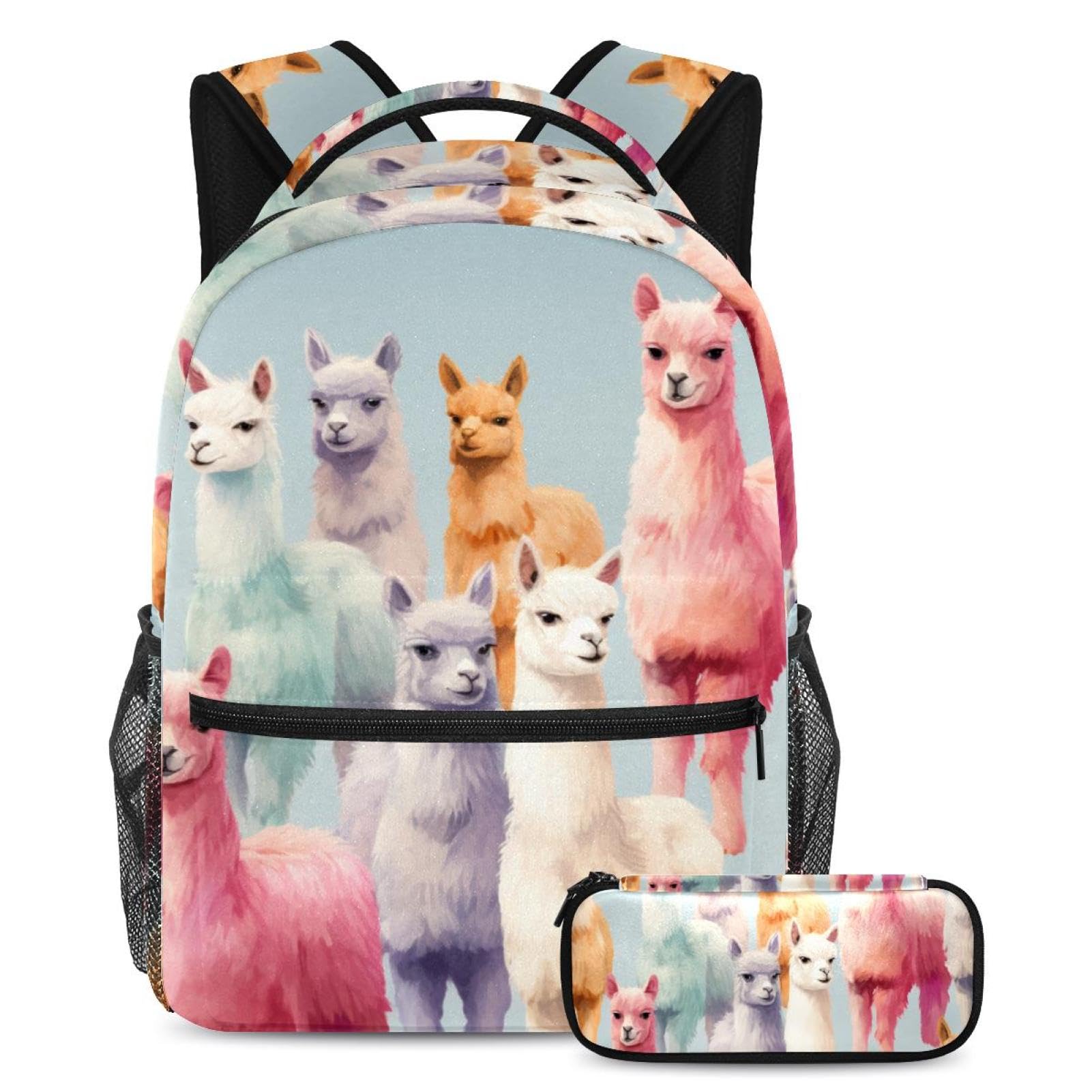 Sac à dos alpaga multicolore avec trousse pour élève - 7
