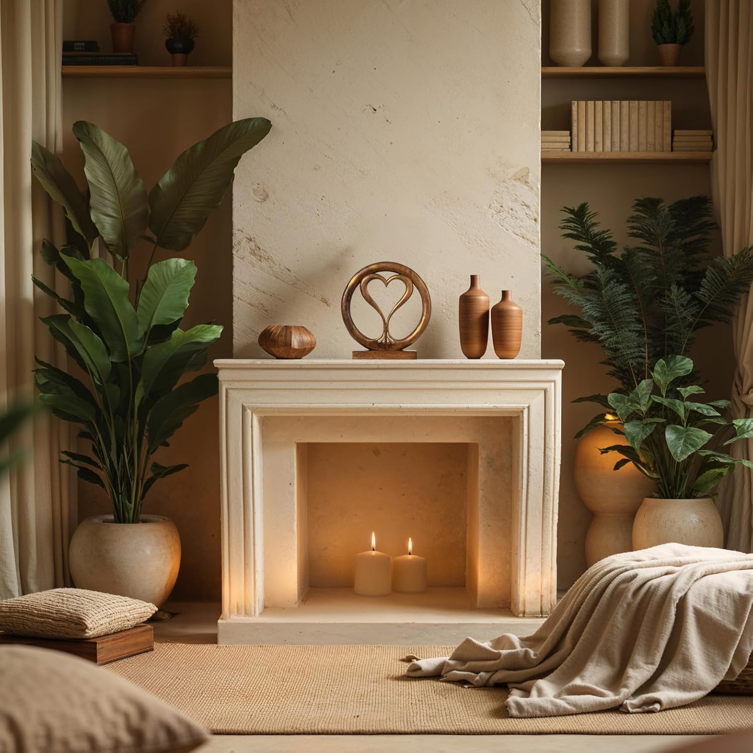 Decozen Wood Heart Sculpture, Gift for Her, Valentines Day Gifts for Her, Mom Dad Wife, Gift for Mom, Room Fireplace, Bookshelf Shelf Decor Farmhouse Mantle Tabletop Boho Decor, Mothers Day Gifts