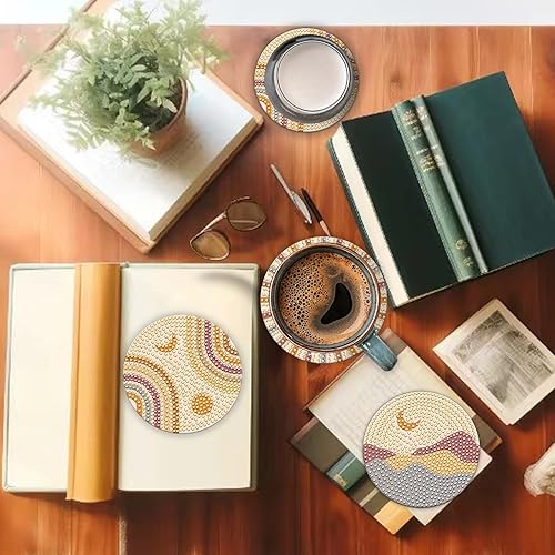 Miniatura 6 de 6 posavasos de diamantes bohemios para pintura, posavasos de arte de diamantes bohemios, posavasos de pintura de arte de diamante para bebidas, mesa