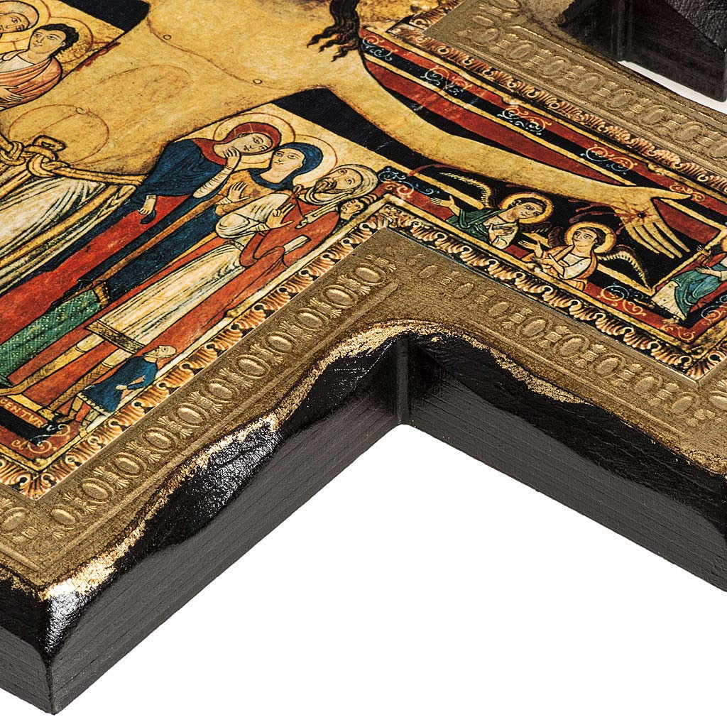 Holyart Crocifissi in legno: Crocifisso San Damiano legno bordo irregolare, 21 cm (8.27 inc.)