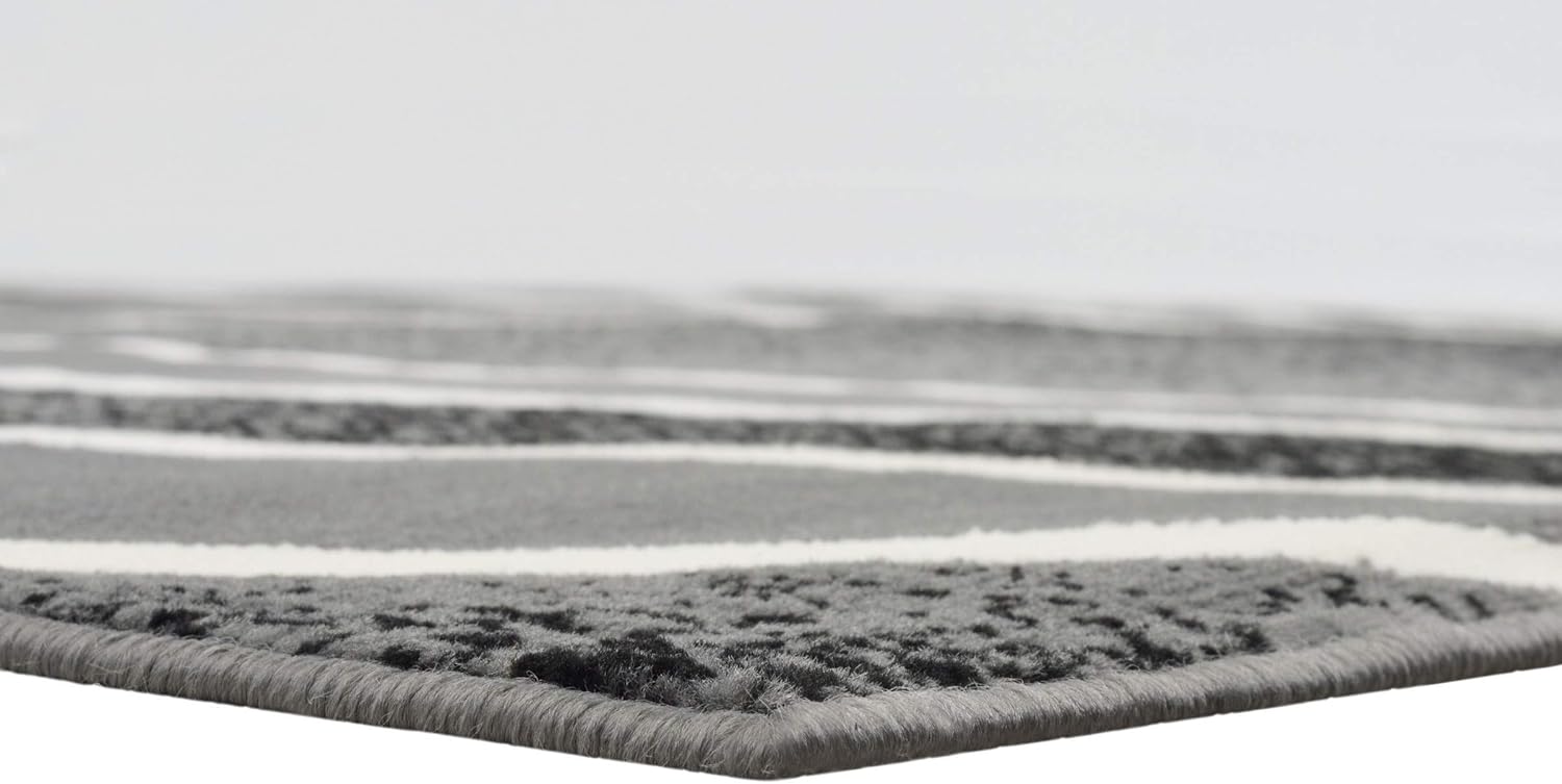HR Swirls Pattern Area Rug 5x7 Geometric Contemporary Modern Black & Grey Carpet Comfy shed Free Stain Resistant