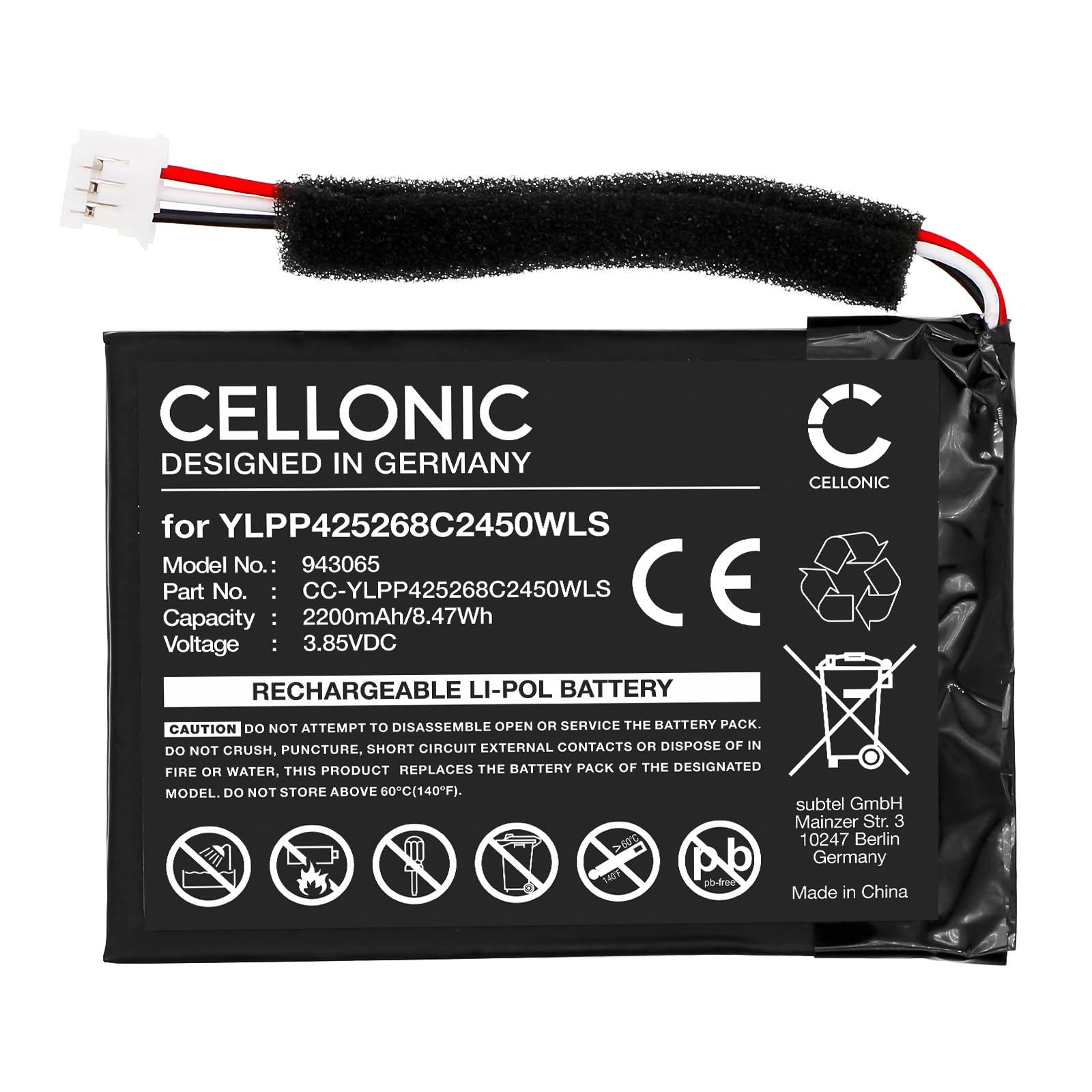 CELLONIC Batteria per Altoparlante Yealink CP900 2200mAh 3.85V
