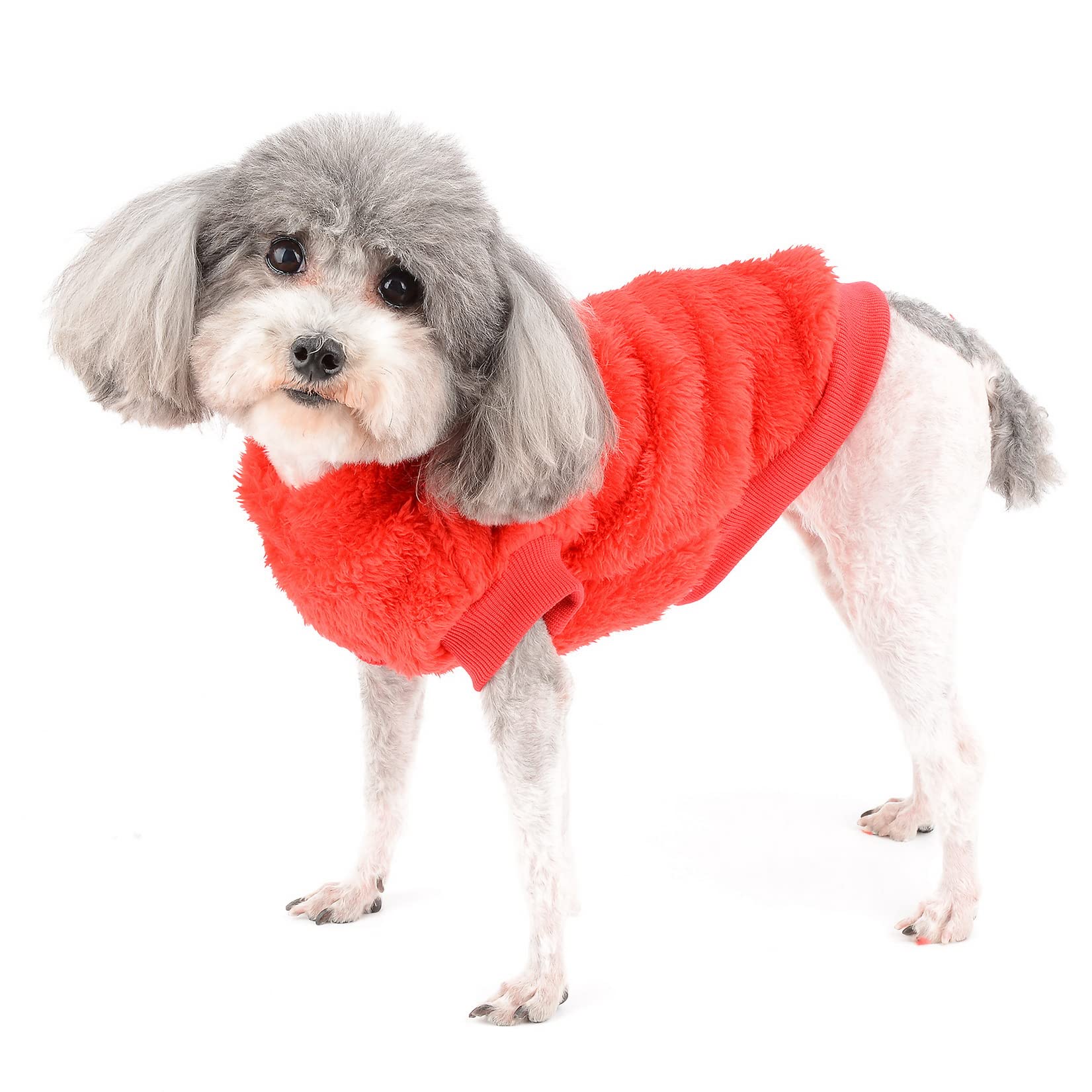 Zunea Fleece Dog Jumper Winter Warm Sweater Jacket Coat for Small Dogs Soft Fuzzy Puppy Clothes with D-Ring for Harness Lead Pullover Cold Weather Pet Girl Boy Apparel for Chihuahua Cats Red S - Image 2