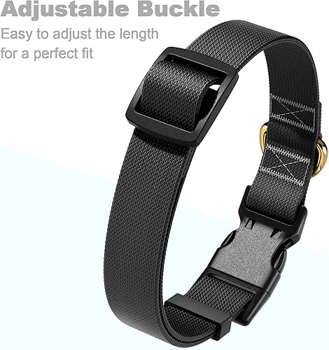 Miniatura 6 de Rnivvi Collar de perro, collar de perro negro ajustable para perros pequeños, lindo collar de cachorro para perros machos y hembras, collares