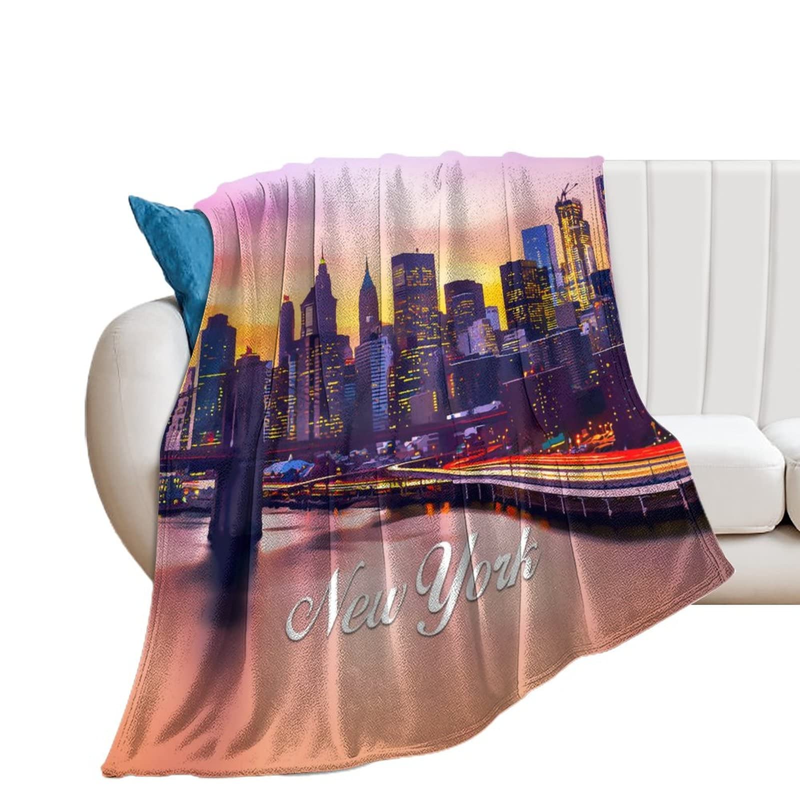 Couverture en flanelle New York 76x101 cm plaid jeté de canapé chaud