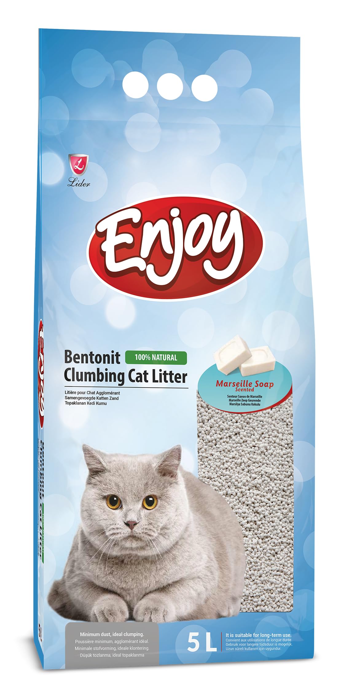 Enjoy Bentonit İnce Taneli Kedi Kumu 10 Lt (Marsilya Sabunlu)