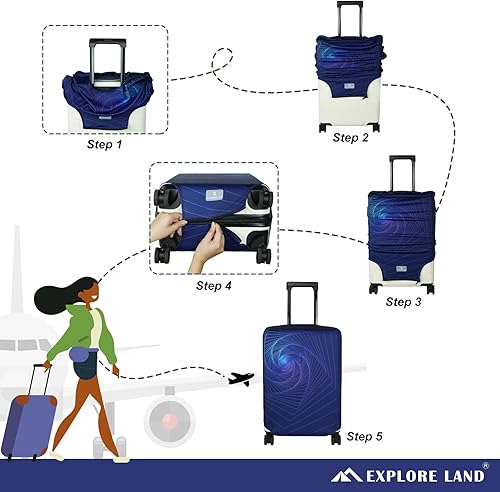 Miniatura 5 de Explore Land - Funda protectora para equipaje de viaje, protector de maleta, se adapta a maletas de 18-32 pulgadas