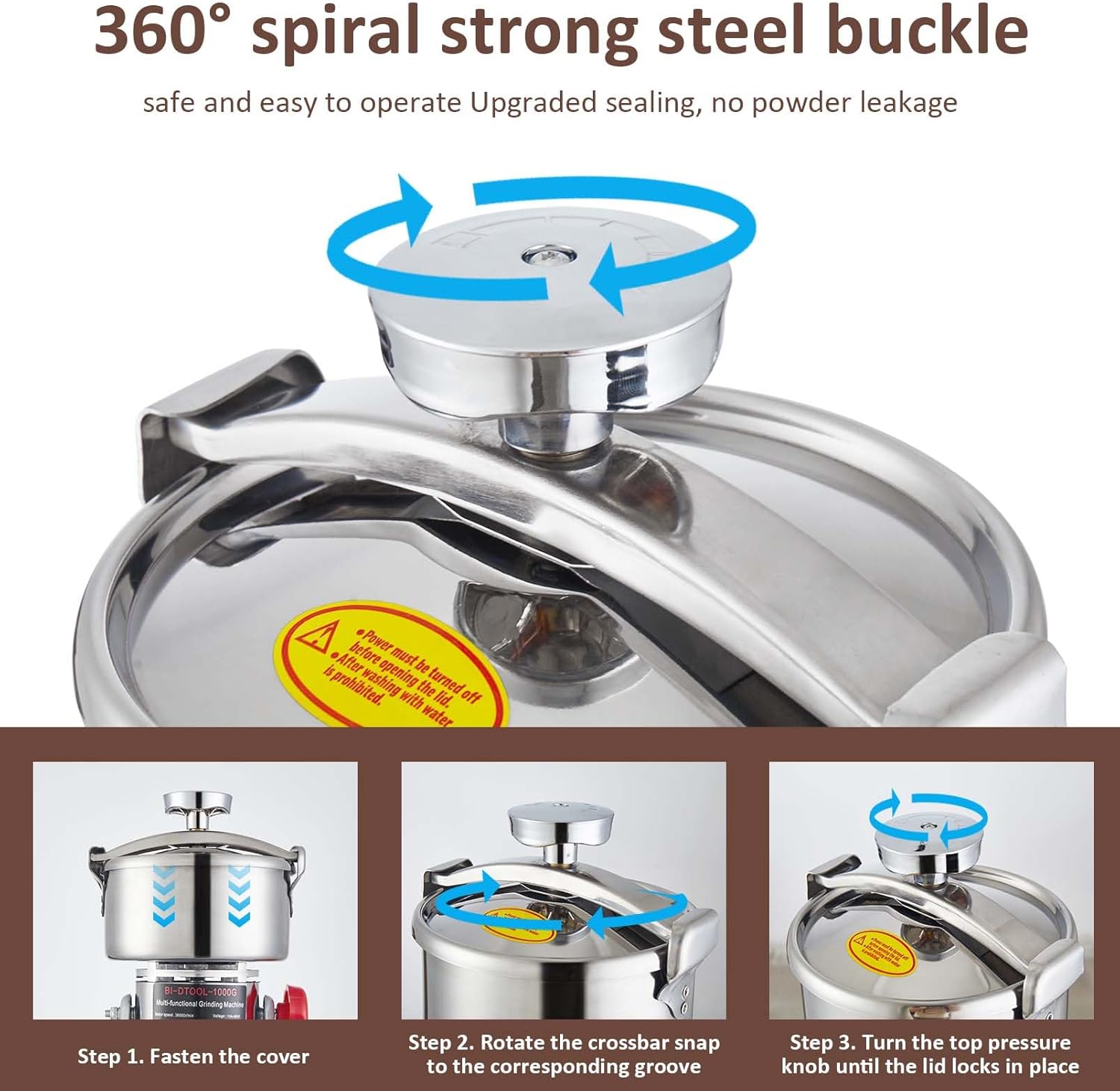 Electric Grain Mill Grinder 2800W Dry Material Grinding Machine 1000g Stainless Steel Pulverizer 36000r/min High-speed Grain Mill 270° swingable Superfine powder for Home and Commercial 1000g