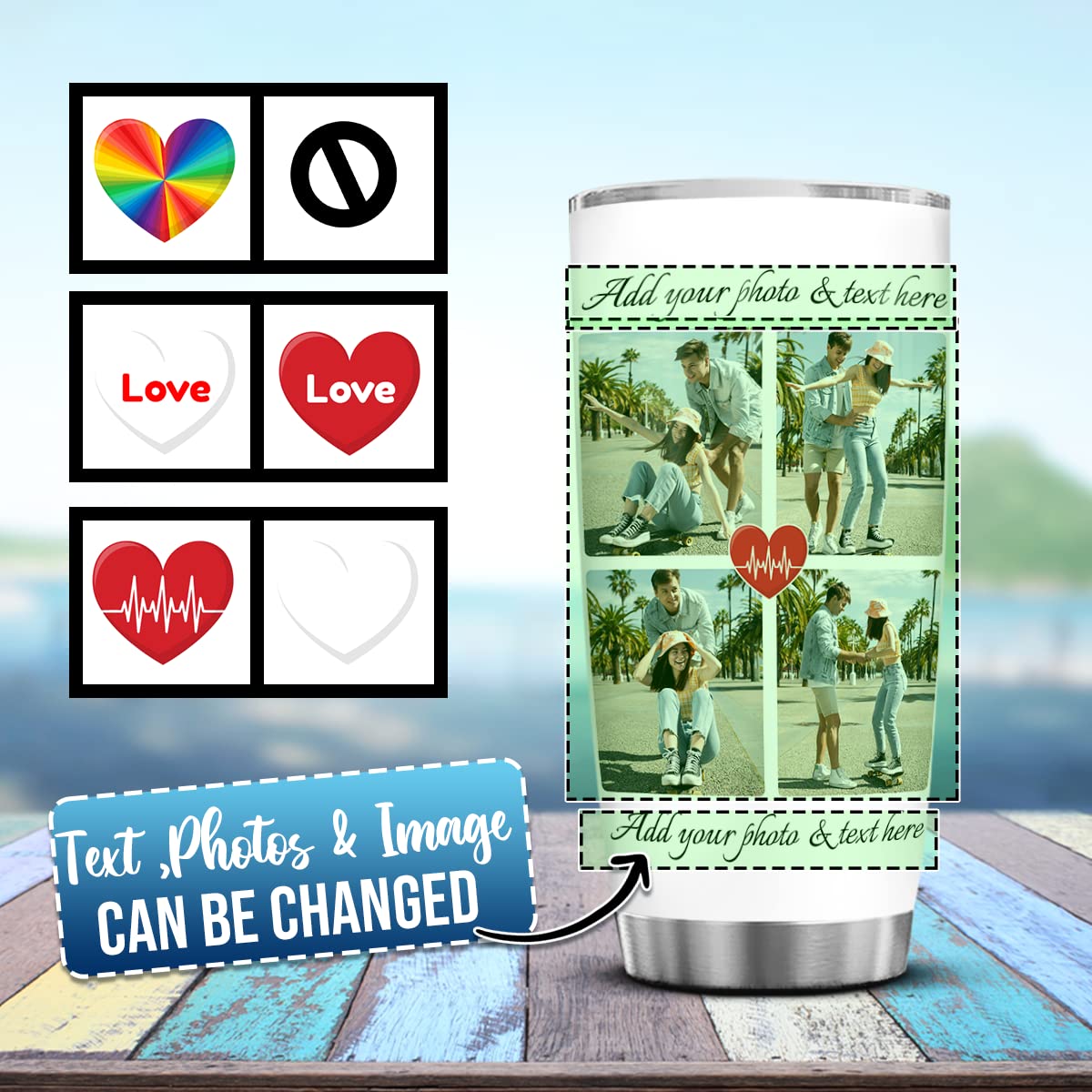 Magizak Personalized Tumbler Custom Cup With Photo Text Picture Tumblers - 20oz 30oz Pictures Photos Stainless Steel Insulated Coffee Travel Mug Cup - Birthday Christmas Cups Customized Gifts