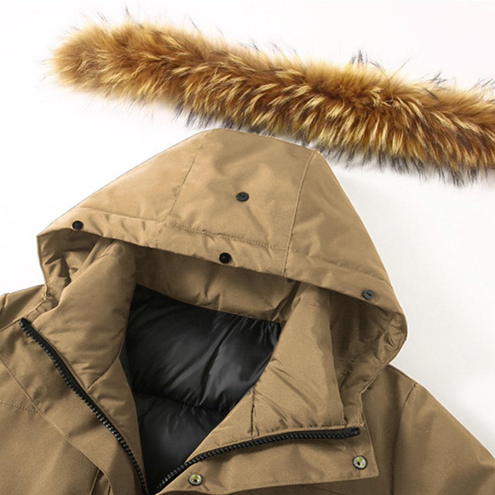 Chaqueta de invierno tipo parka gruesa para hombre, con capucha, impermeable, con cremallera y acolchada.