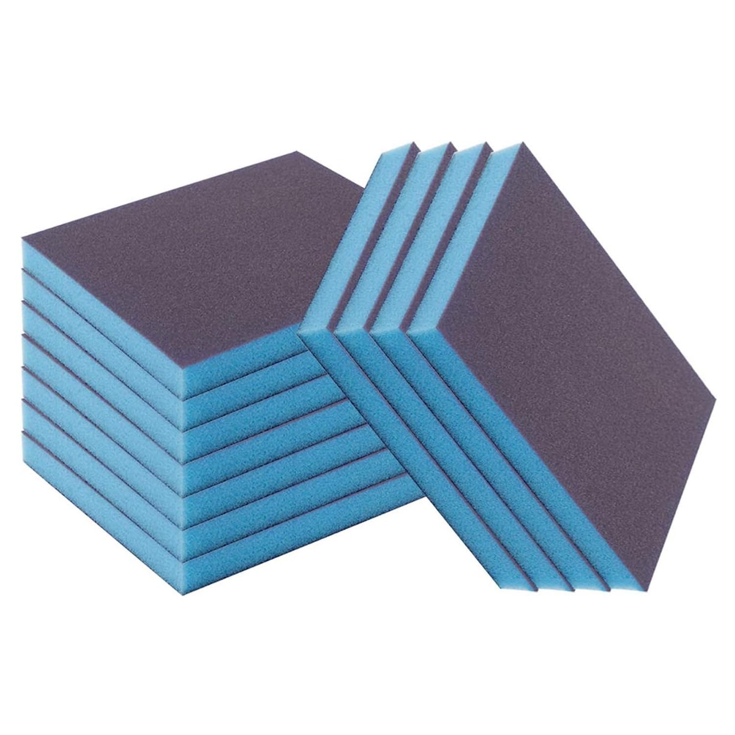 Sanding Sponges, 10 Pcs Dual Grit Reusable Alumina Sand. Sponge Blocks, 180-1000(180 Grit)