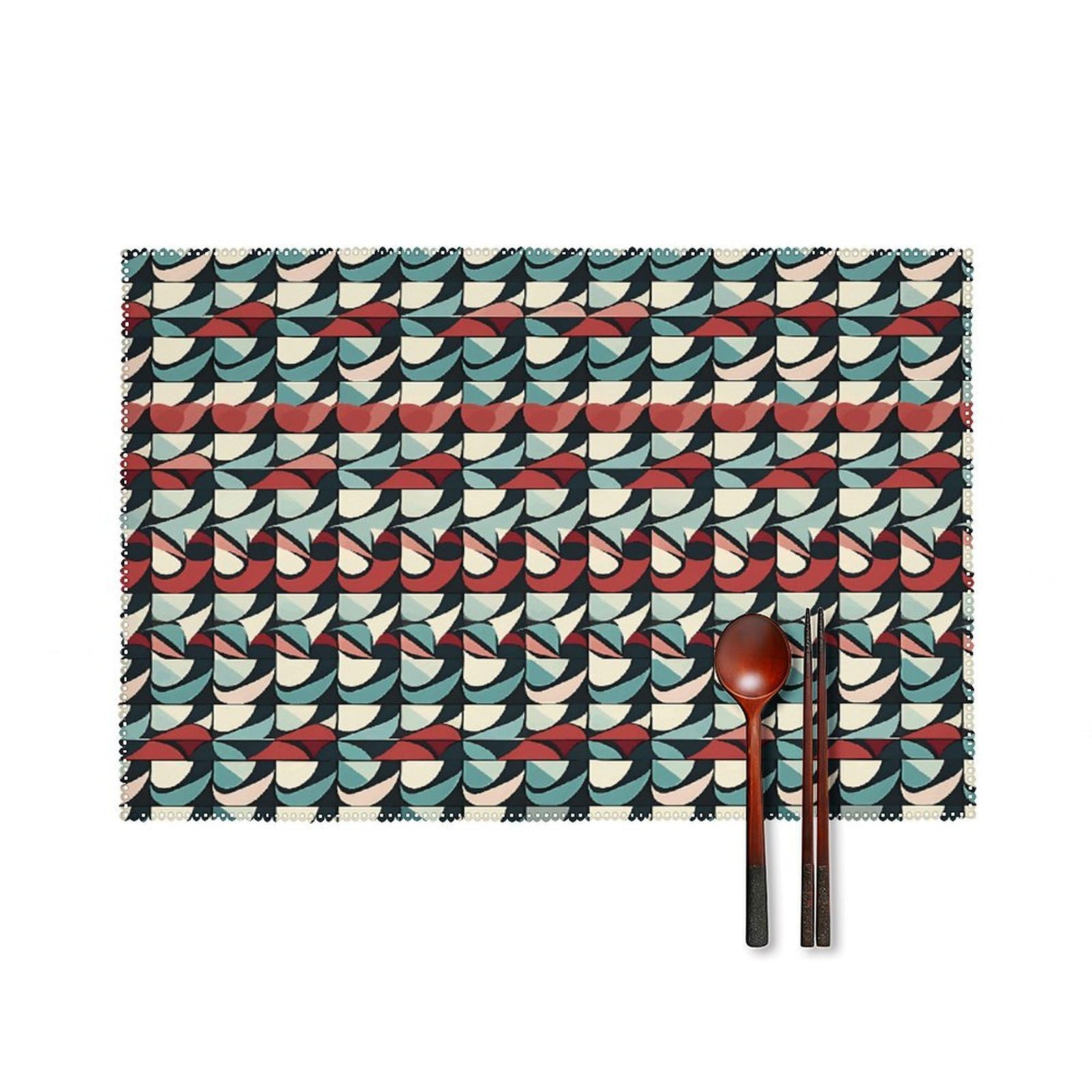 Fekiloot Style Geometric Shapes Placemats Set Of 6,Table Mat