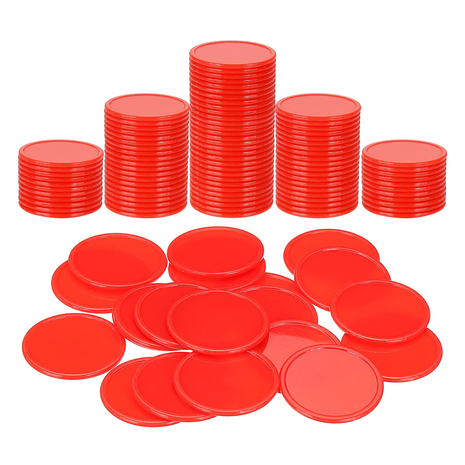 sourcing map 50Pcs 1.5 Inch Plastic Poker Chips, Mini Bingo Chips Learning Counters Counting Counters Disks Markers Opaque Game Tokens for Game Play Math Counting, Red
