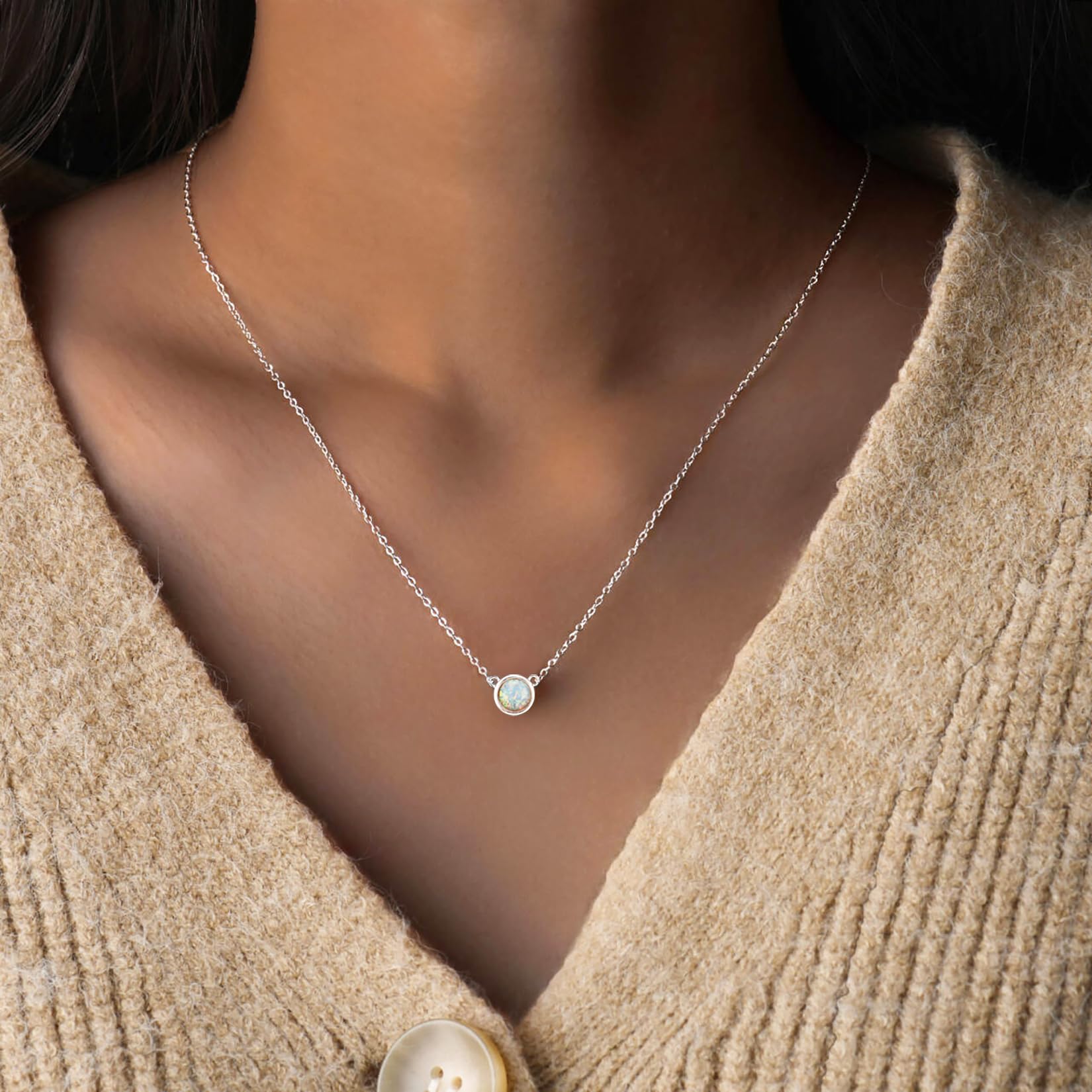 RareLove First Time Mom Gift,Daughter Pregnancy Gifts 925 Sterling Silver White Opal Necklace For Mom to be,Expecting Moms