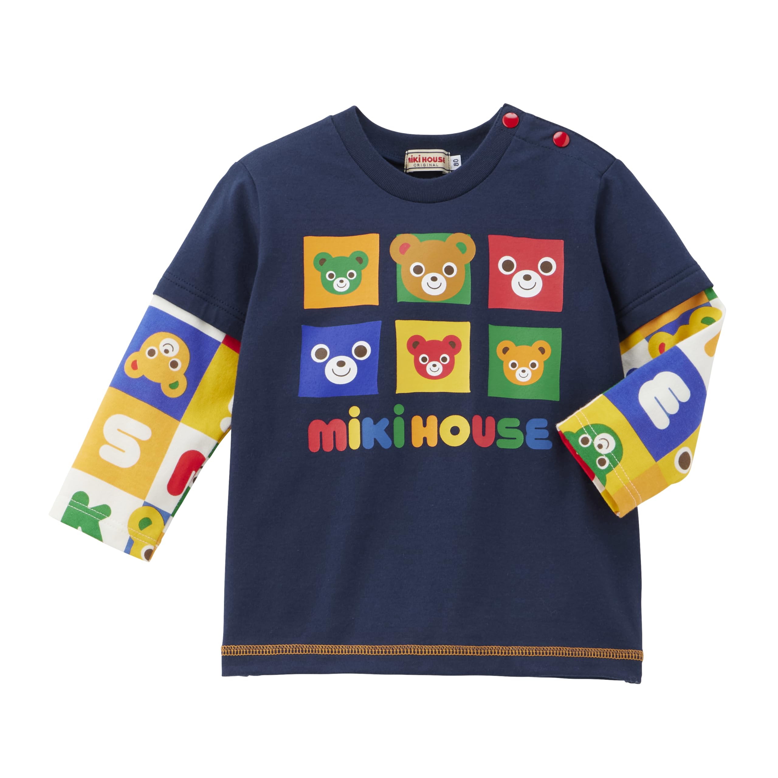 Amazon.co.jp: [ミキハウス] 長袖Tシャツ ロゴ くま 日本製 男の子