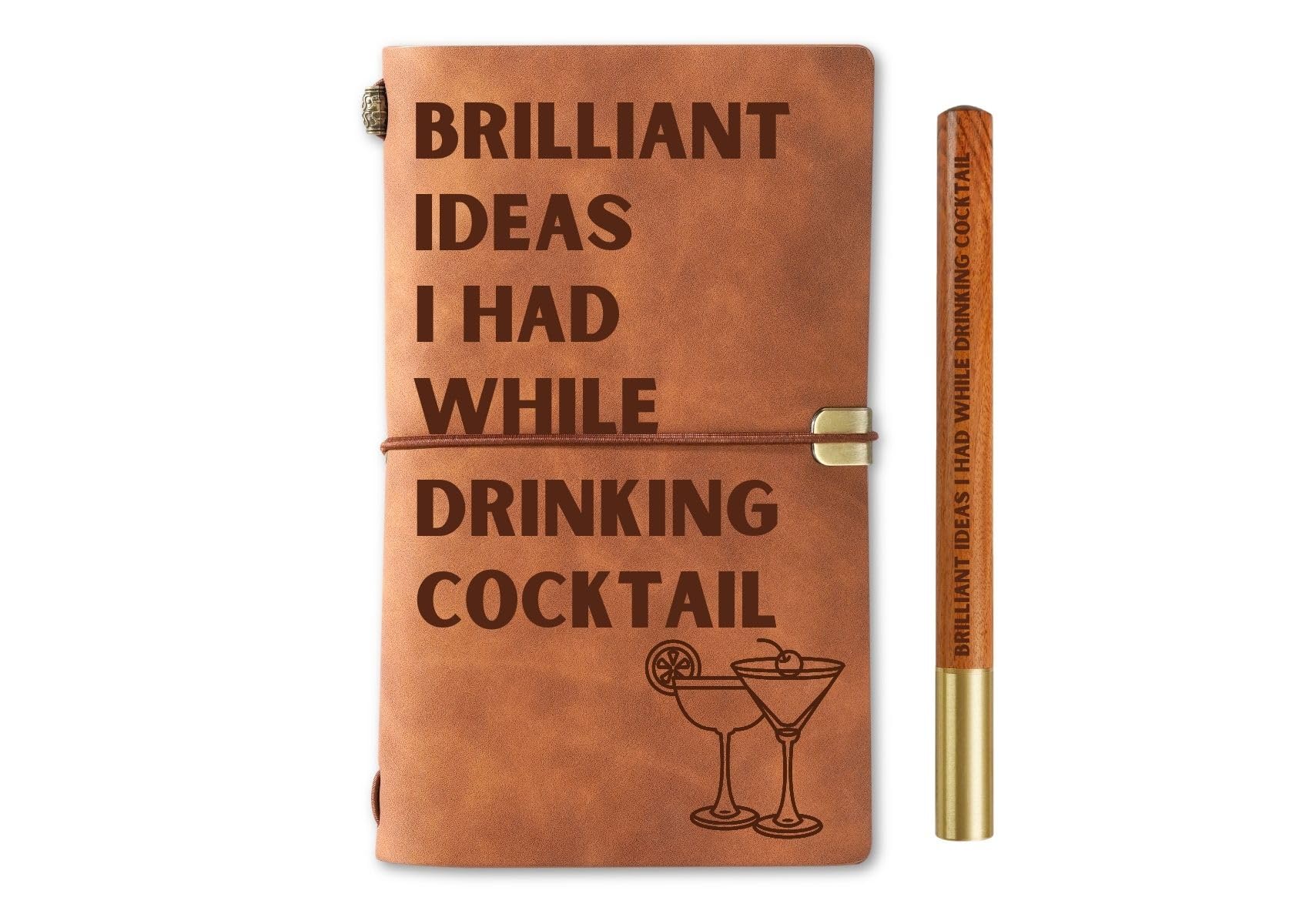 InnoBeta Cocktail Gifts for Women, Men, Cocktail Lovers, Bartender Gifts Dirty Martini Journal Notebook with Pen, Refillable Sketchbook, Travel Diary, Lined Planner, 7x5 Inches