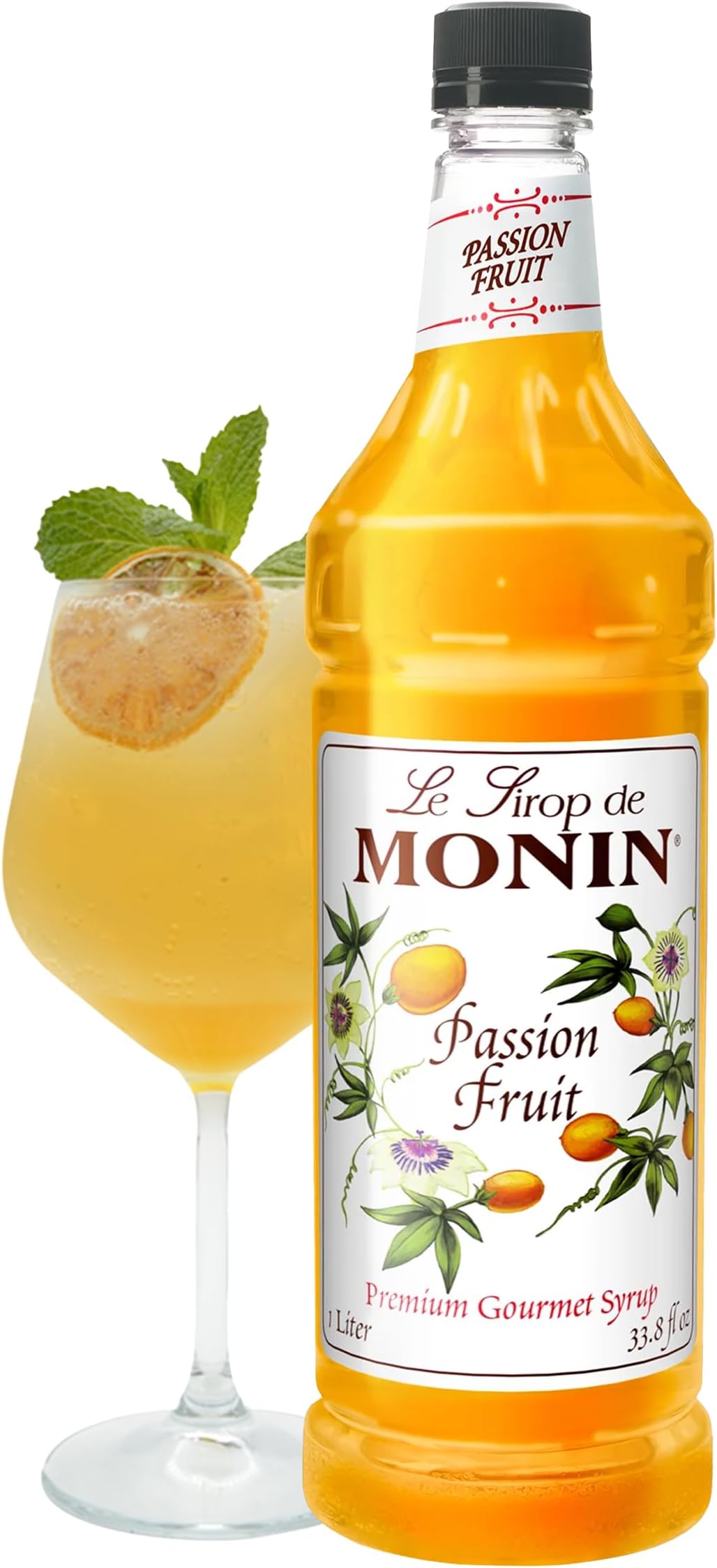 Passion Fruit Syrup, Sweet Tropical Flavors, Great for Teas, Sodas, & Cocktails, Natural Flavors, No Artificial Sweeteners or Ingredients, Gluten-Free, Vegan, Non-GMO, Clean Label (1 Liter)