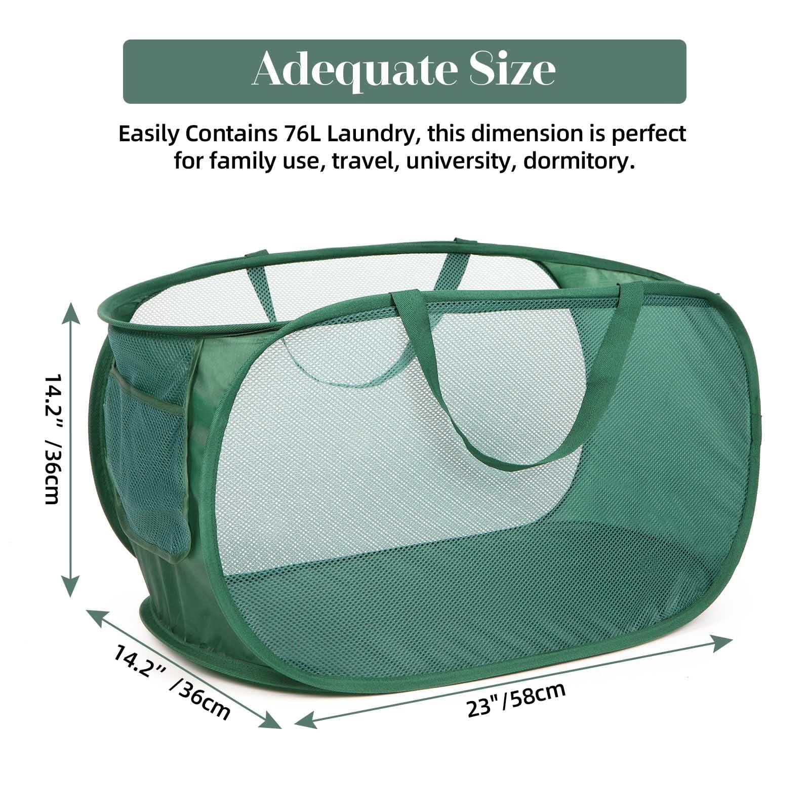 Lot De 2 Paniers à Linge Pliables En Maille - Avec Poignées, Parfaits Pour Chambre, Dortoir, Voyage - 12