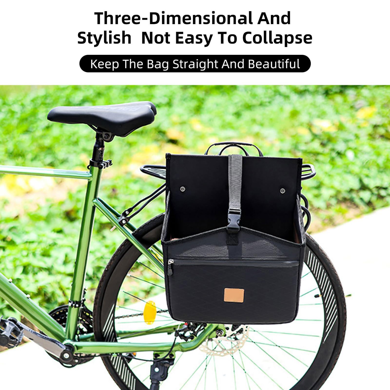 Sacoche Velo Porte Bagage Arriere 21L Imperméable Sacoche de Coffre de vélo Grande capacité Sacoche de Cadre Polyvalente Accessoire Velo Indispensable pour trajets Quotidiens et Shopping,Noir