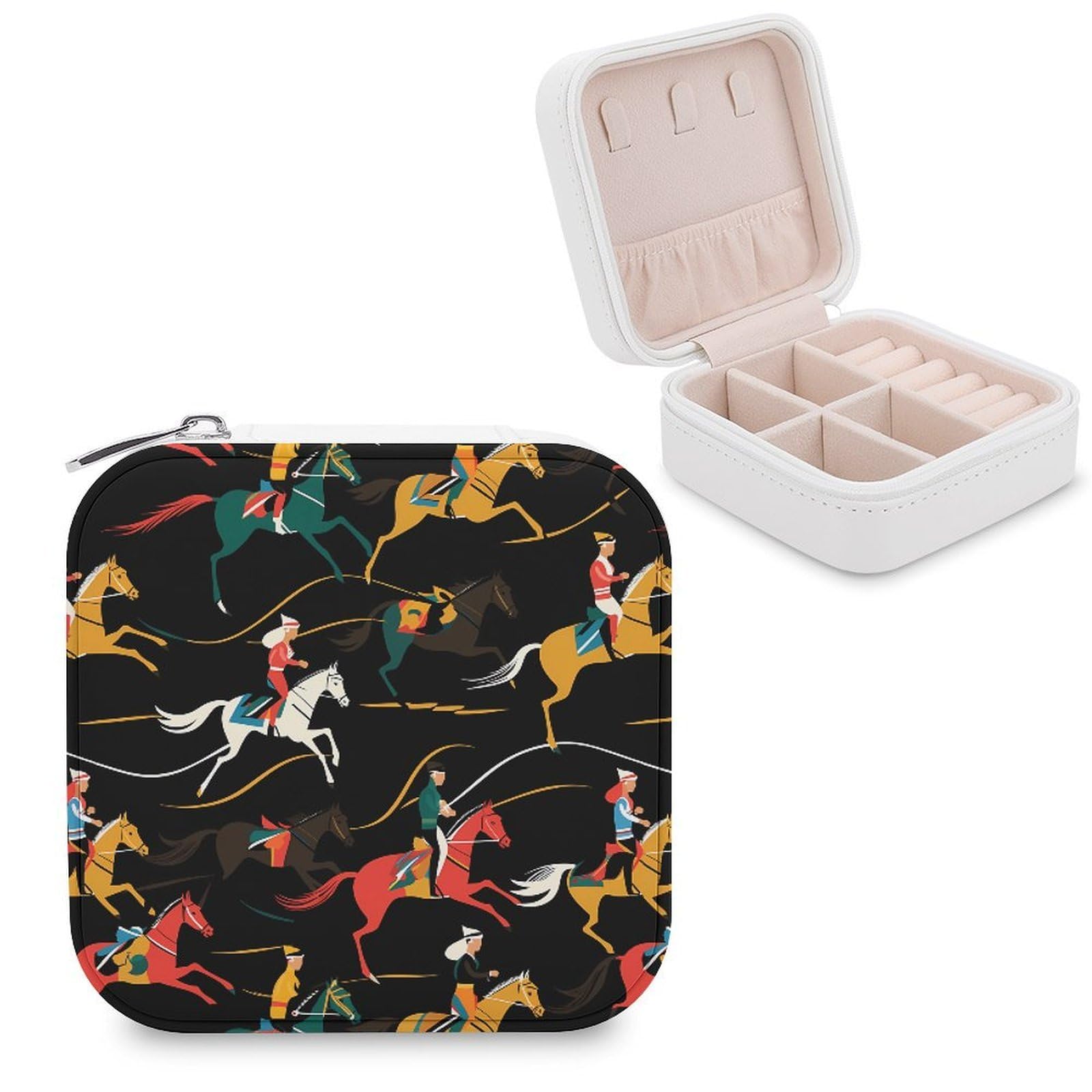 CUTJMDNGH Horse Racing Jewelry Box for Women Jewellery Case Organizer Storage Boxes Craft