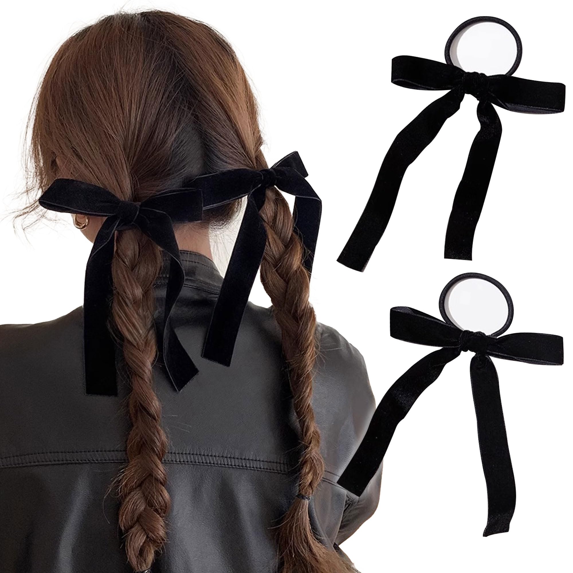 Amazon | Sheepyo ベロア リボン ヘアゴム 2個セット 黒 ヘアアクセ