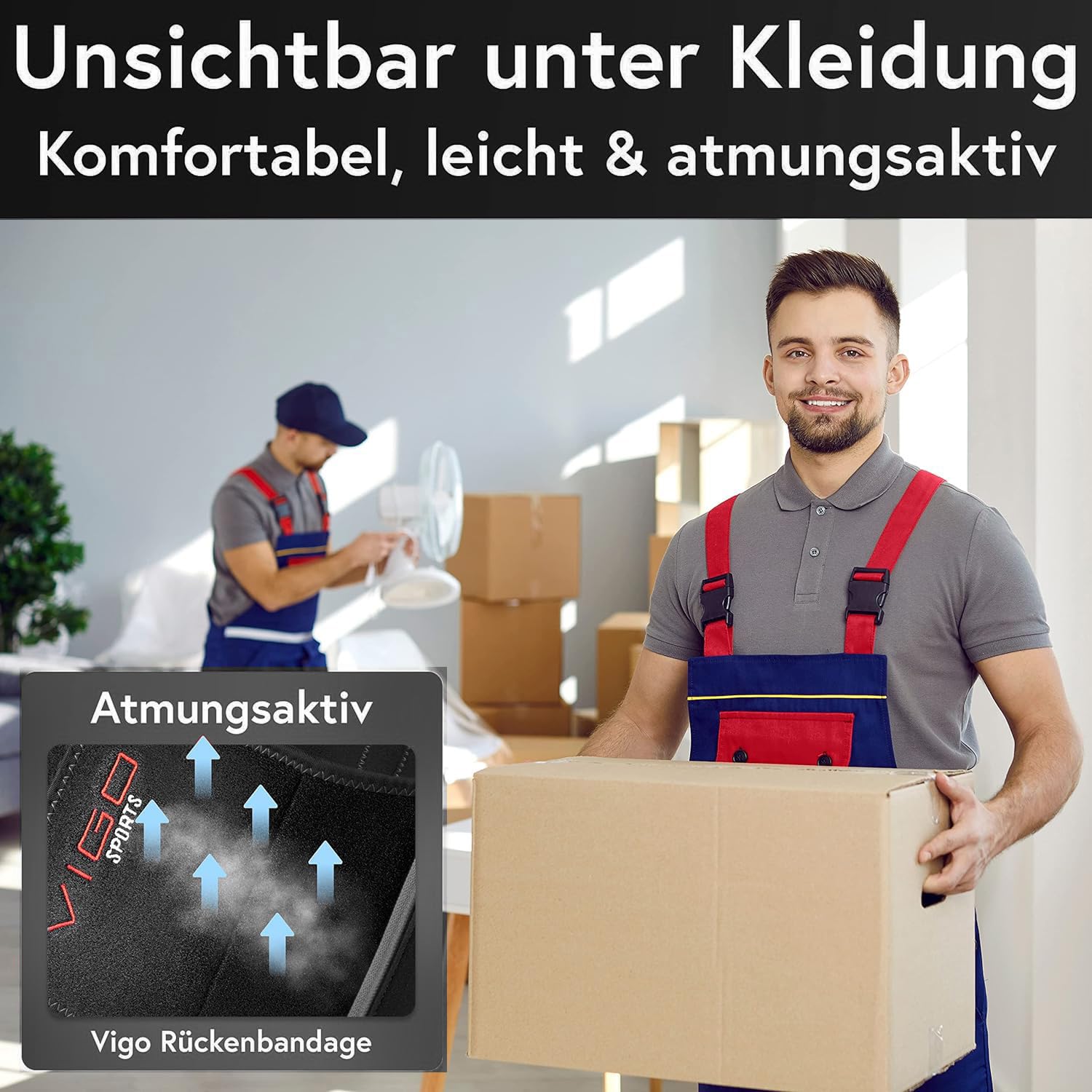 VIGO SPORTS Rückenbandage waschmaschinenfest - Anti-Schweiß Nierengurt für effektive Stabilisierung des Rückens - Rückenstützgürtel für Herren & Damen - wärmender Lendenwirbelstütze Gürtel