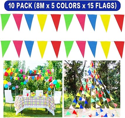 Fanion Banniere 10 En 1 Kit Banderole Fanions 15 Bannieres Pour Parties Fete De Anniversaire Mariage Festivites Foraine Jardin En Plein Air Interieur Exterieur Fete Decoration Multicouleur 8m Amazon Fr Cuisine Et Maison