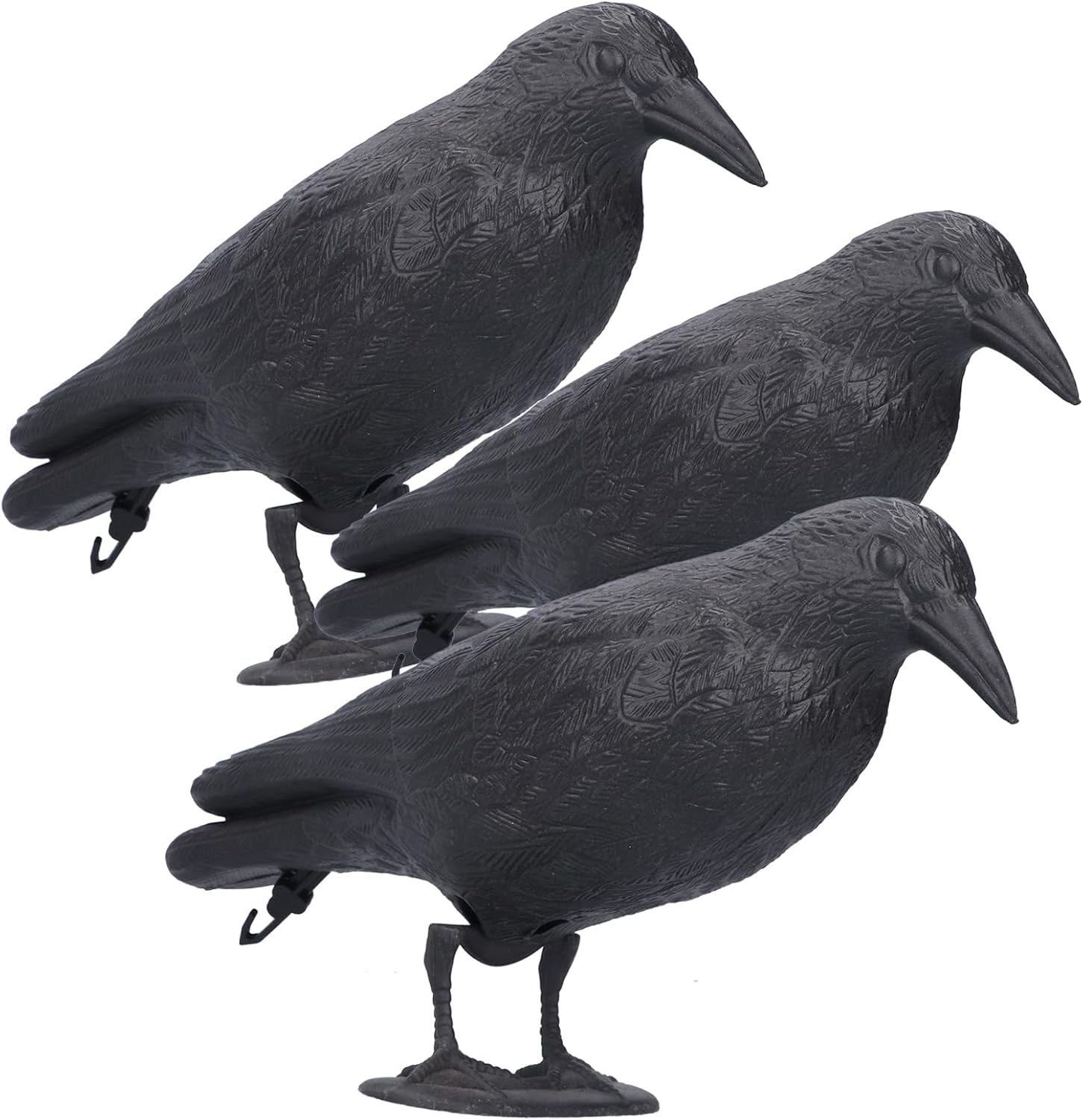 Realistic Crow Decoys, Life Sized Simulation Crow Statue Hunting Bait Decoys Black Crow Decoy Figuring,Flying Bird Props for Halloween Party Outdoor Garden Crow Decor (3PCS)