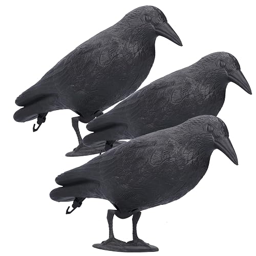 Realistic Crow Decoys, Life Sized Simulation Crow Statue Hunting Bait