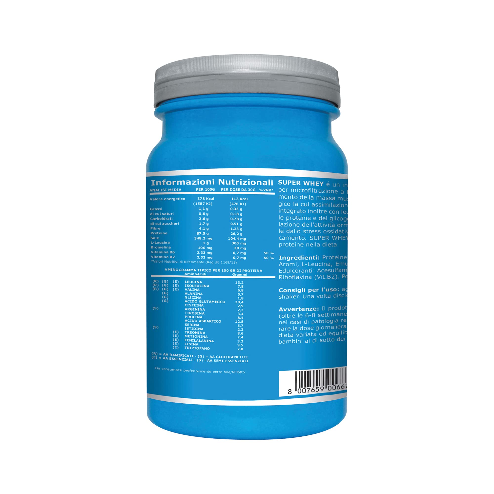 Ultimate Italia - Super Whey - 700g - gusto cacao - Proteine del siero del latte isolate e microfiltrate per un'assimilazione rapida e completa, senza glutine