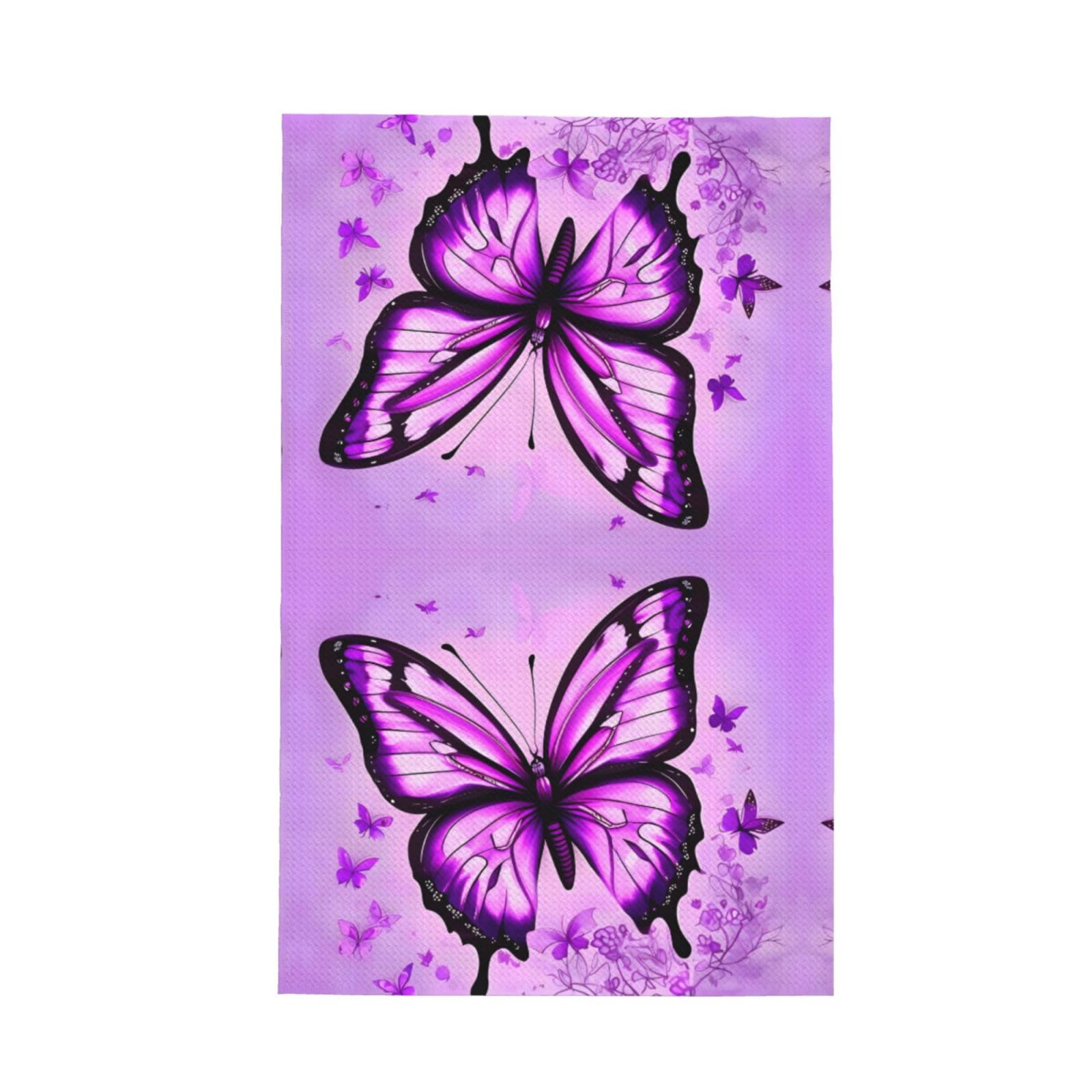 SXZVVBN Purple Butterfly Super Absorbent Microfibre Waffle Towels Fast Drying Dish Cloths Home Cafe Barista