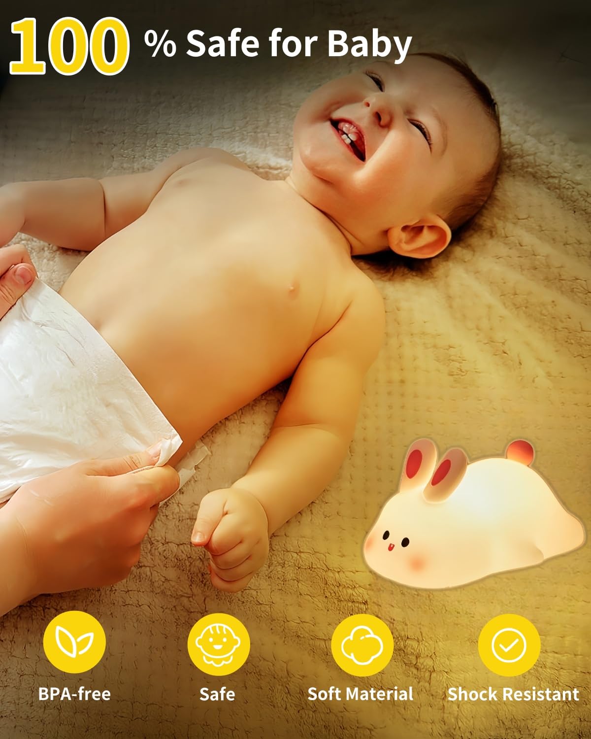Big Face Rabbit Nachtlicht Niedliche Häschen Geschenke Silikon Squishy Kaninchen Lampe Wiederaufladbar Dimmbar Tier Nachtlicht Baby Nachtlicht für Kinderzimmer Stillen Schlafzimmer Wohnzimmer