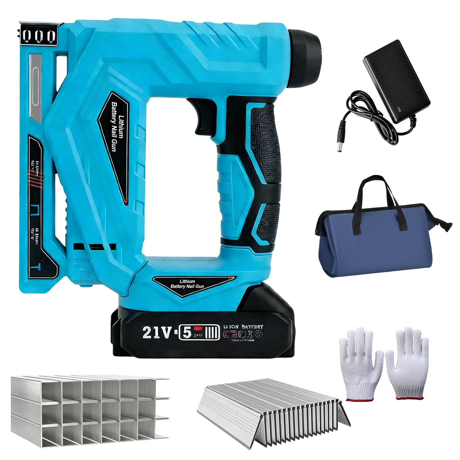 Cordless Nail Gun for Makita 18V Battery,Cordless Brad Nailer Kit,2-in-1 Staple Gun & Light Brad Nailer with Adjustable Depth, 1 *Battery, 1000 Nails &1000 Staplers for Woodworking, Upholstery, DIY